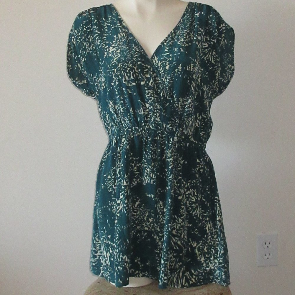 Kimchi Blue Green Silk Wrap Mini Dress Large